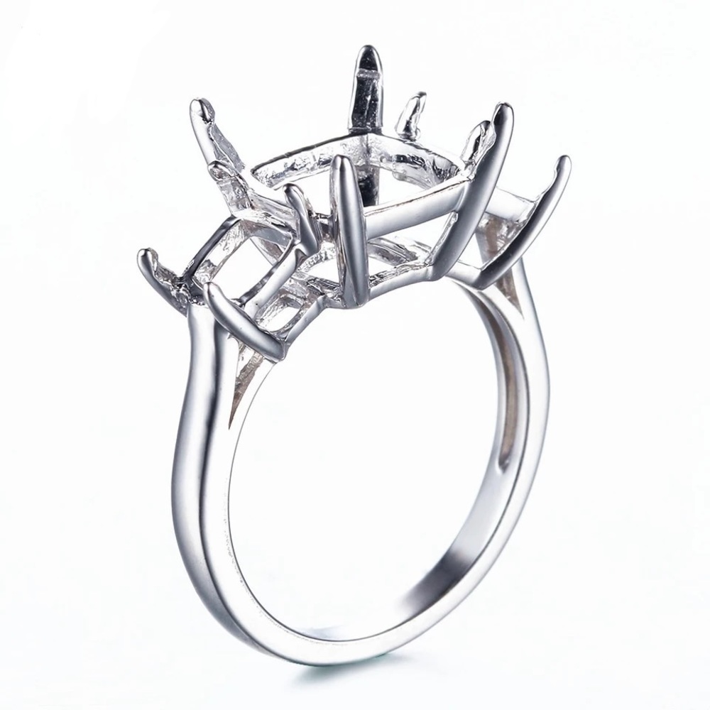 🛳 3Ct 11.7mm x 10mm Cushion Cut Austrian Crystal Solitaire Rings - Picture 8 of 12